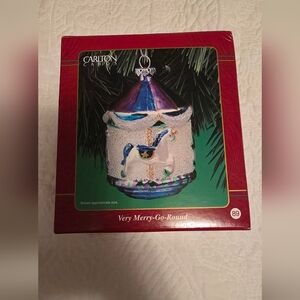 Carlton Cards Very Merry-Go-Round Christmas Ornament - Purple and White
